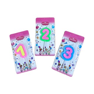 เทียนตัวเลขสีพาสเทล 2 ชั้น (P020) 1 แพ็คบรรจุ 10 ชิ้น/เลข