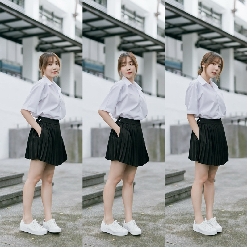 กระโปรงพลีท พลีทมีกระเป๋า มีจีบเล็ก-จีบทวิส กระโปรงนักศึกษา