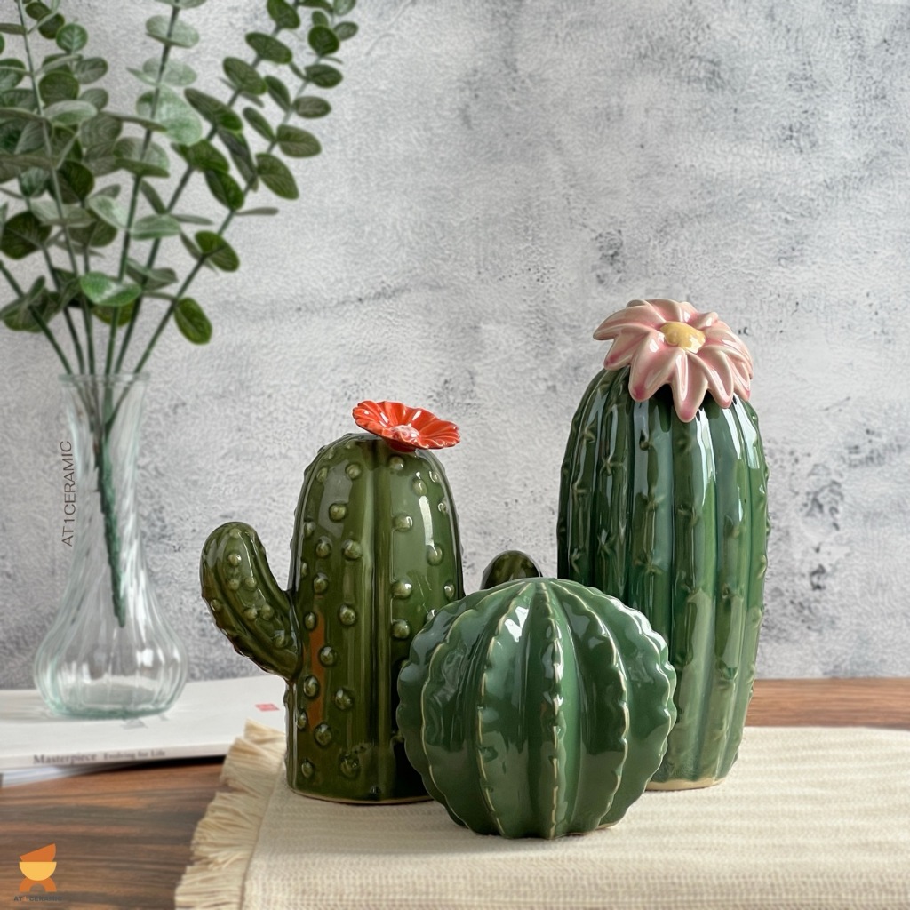 ต้นกระบองเพชรเซรามิค สำหรับตกแต่งบ้าน แต่งห้อง ดีไซน์น่ารัก cactus ceramic -  AT1CERAMIC
