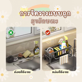 ที่วางฟองน้ำซิงค์🧽ชั้นเก็บวางอ่างเคาน์เตอร์ล้างจานครัว วัสดุ ABS ที่คว่ําจานฟองน้ํา ติดผนัง ที่วางฟองน้ำ ชั้นวางในครัว🍽️