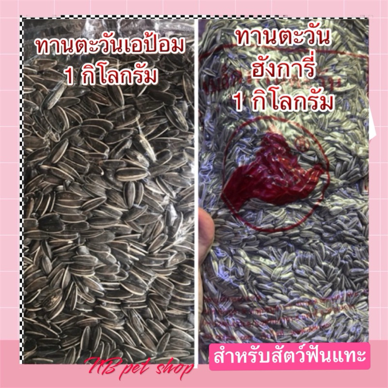 เมล็ดทานตะวันเกรด A น้ำหนัก 1 กิโลกรัม สำหรับนก หนู กระรอก เม่นแคระ ฯลฯ