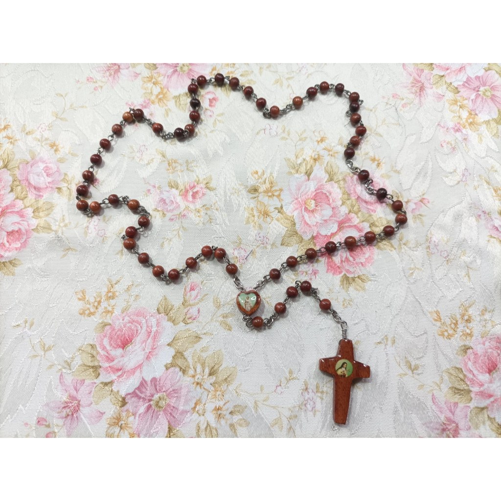 #1 สายประคำ คาทอลิก เม็ดไม้กลม 6 มม.Round Wood Catholic Rosary 6 mm.