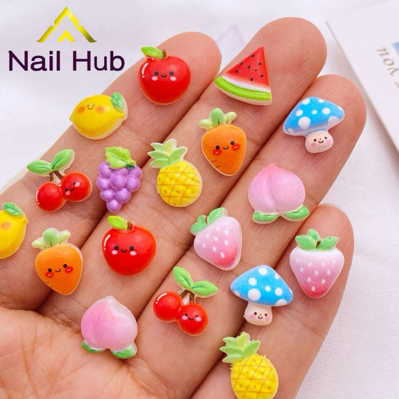 AC.143 ร้านไทย แพ็ค 2 และ 5 ชิ้น พร้อมส่ง อะไหล่ติดเล็บ ลายผลไม้รวม มีขายแยกและรวมลาย