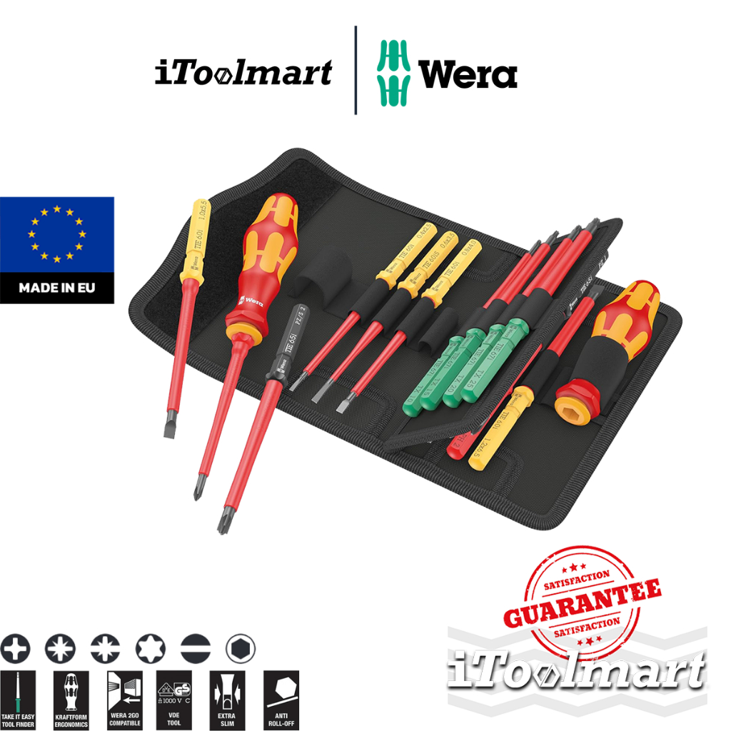 WERA ชุดไขควง VDE Kraftform Kompakt VDE 17 Universal 1 Tool finder, 05006611001 ชุด 17 ชิ้น