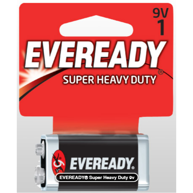 ถ่าน 9V Super Heavy Duty 1 ก้อน Carbon Zinc สีดำ 6F22 1222 Eveready(แมวดำรอดห่วง)