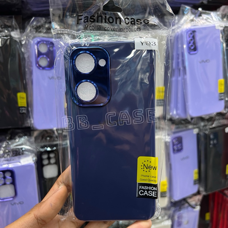 เคสกำมะหยี่สีพื้นขอบโครเมี่ยมมีโลโก้ รุ่น VIVO Y03/Y18/Y28(4G)!ตรงรุ่น! (มี8สี)เคสสีพื้น สินค้าพร้อมส่งในไทย