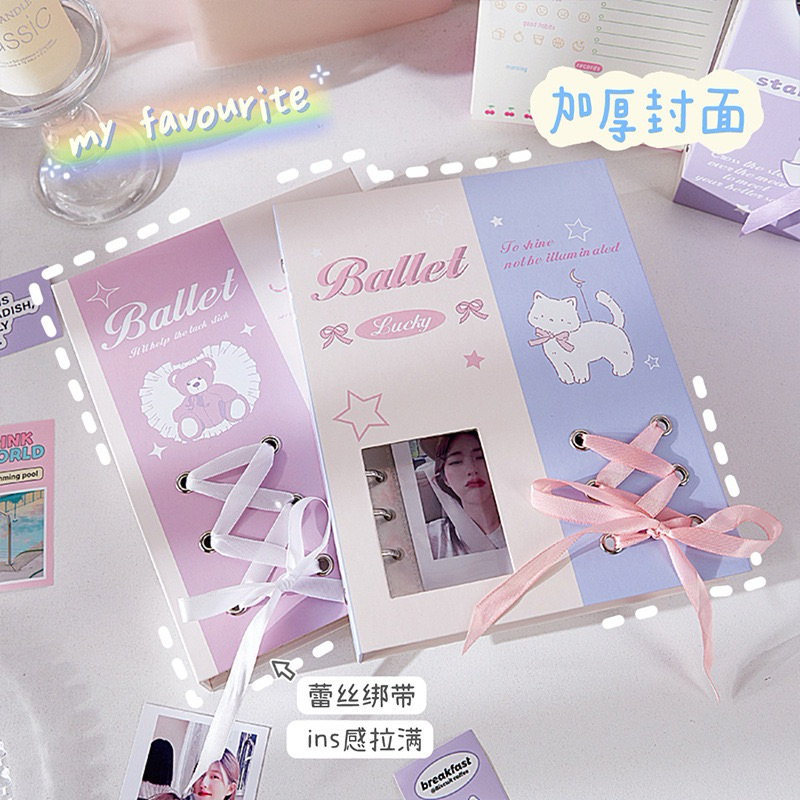 พร้อมส่ง แฟ้มริบบิ้น Ribbon (แฟ้ม+ไส้20แผ่น) A5 6ห่วง พาสเทล แฟ้มปกแข็ง แฟ้มรูปภาพ เก็บการ์ด โปสการ์ด อัลบั้ม 【BB-7】