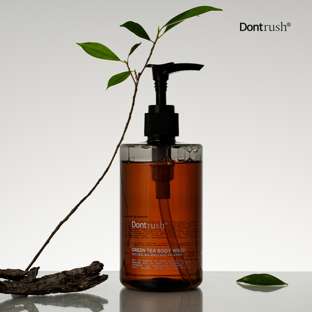 (2 ชิ้นถูกกว่า) Dontrush เจลอาบนํ้าอโรม่าสูตรปลอบประโลมผิวให้แข็งแรง - Green Tea Body Wash