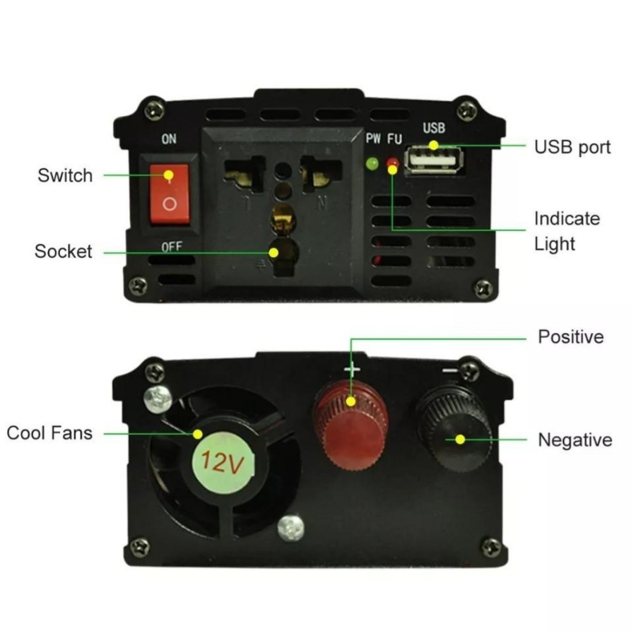 เครื่องแปลง ไฟแบตเตอรี่12V เป็นไฟฟ้าบ้าน 220V Inverter อินเวอร์เตอร์ 500 watt 2V to 220V. ราคาถูก - รูปที่ 6