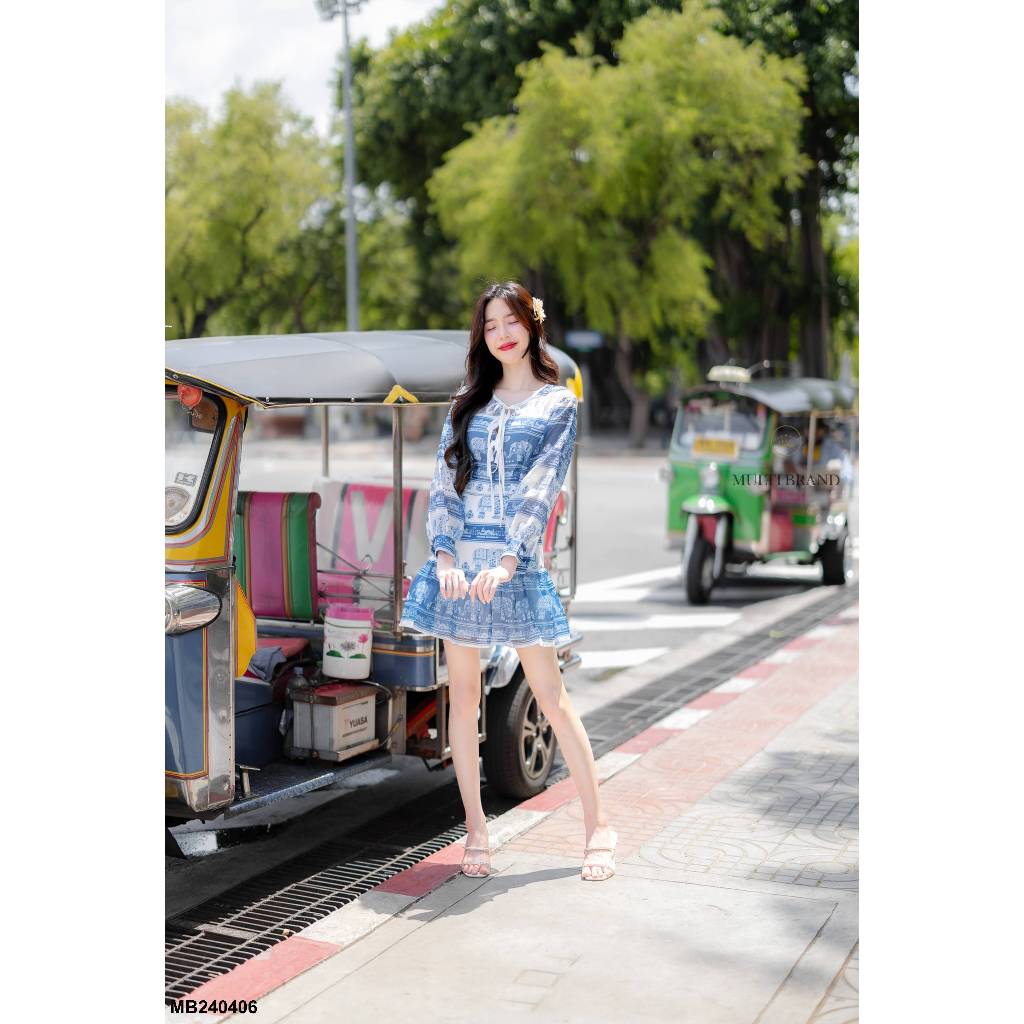 Fairyangelstore - เดรสแขนยาว collectionลายช้าง (MB240406)