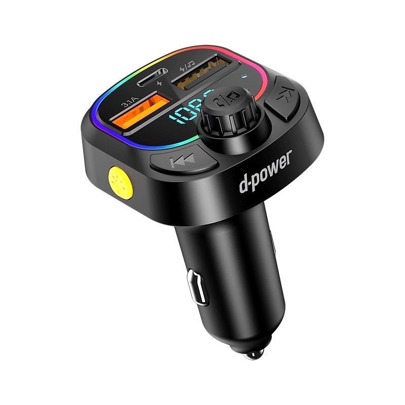 d-power อแดปเตอร์ชาร์จในรถ รุ่น CFM-G10 มีบลูทูธ มีไมโครโฟนในตัว ไฟ RGB
