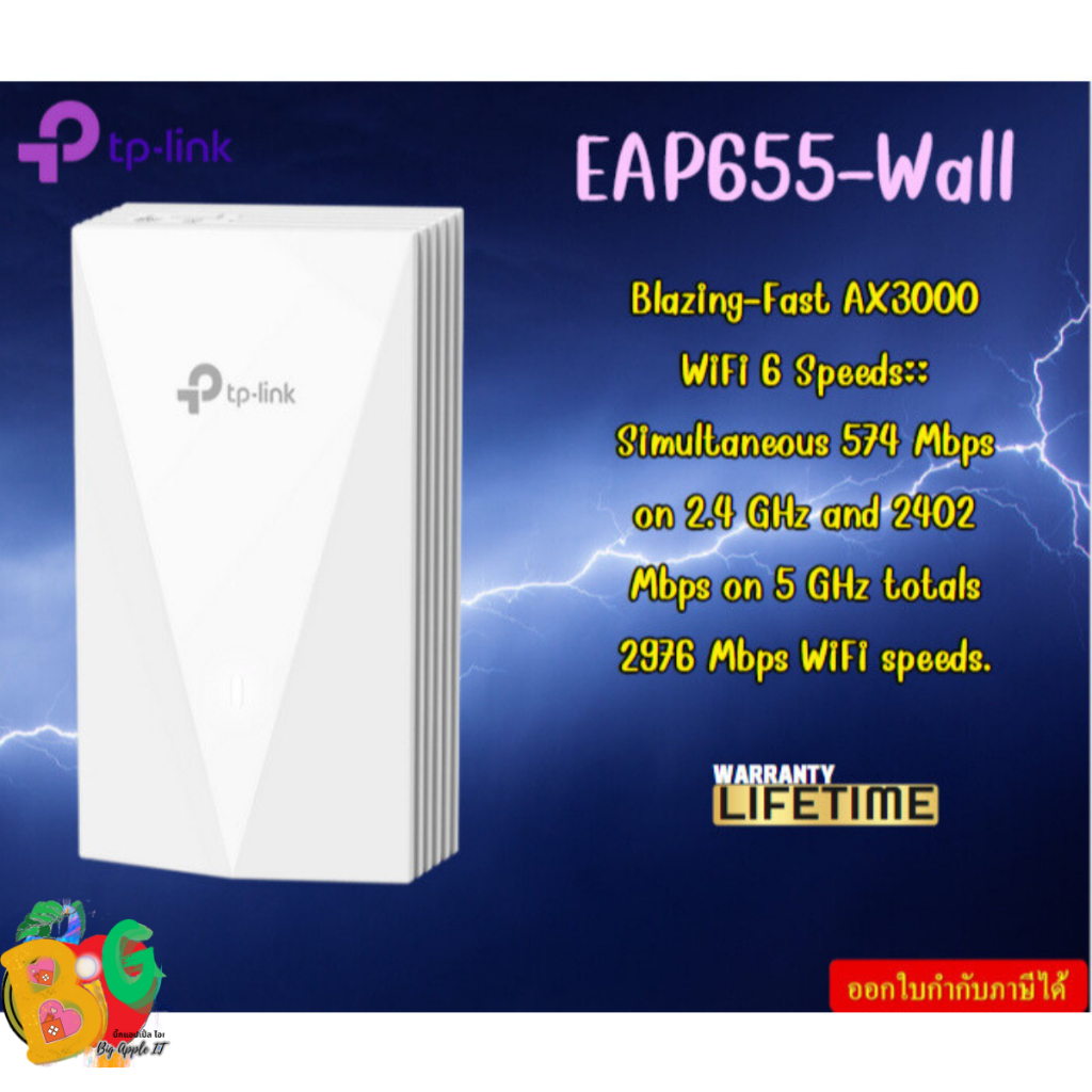 TP-LINK EAP655-Wall AX3000 Wall Plate WiFi 6 Access Point รับประกันสินค้า LT