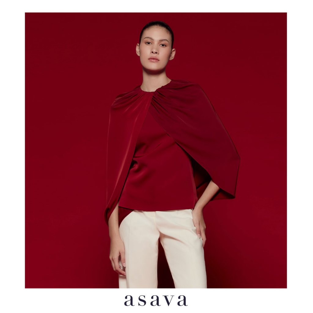 [asava ss24] Bianca Long-sleeve Blouse เสื้อผู้หญิง จับรูดระบายบริเวณคอเสื้อ คอกลม ซิปหลัง