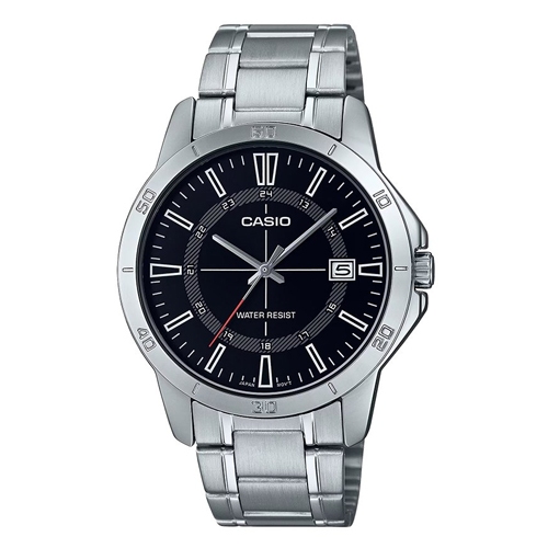 Casio นาฬิกาข้อมือผู้ชาย สีเงิน สายสแตนเลส รุ่น MTP-V004D,MTP-V004D-1C,MTP-V004D-7C