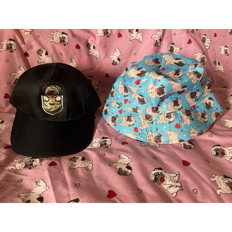 หมวก ลายหมาปั๊ก pug มี 2 แบบ พร้อมส่ง