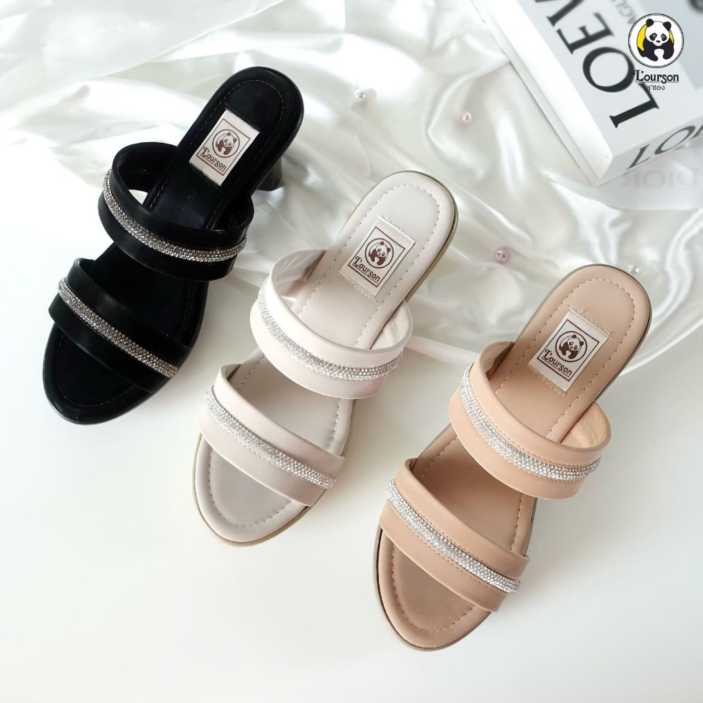 L'ourson (ลู ซอง) 4763-021 รองเท้าผู้หญิง รองเท้าส้นสูงแฟชั่น ส้นแยก