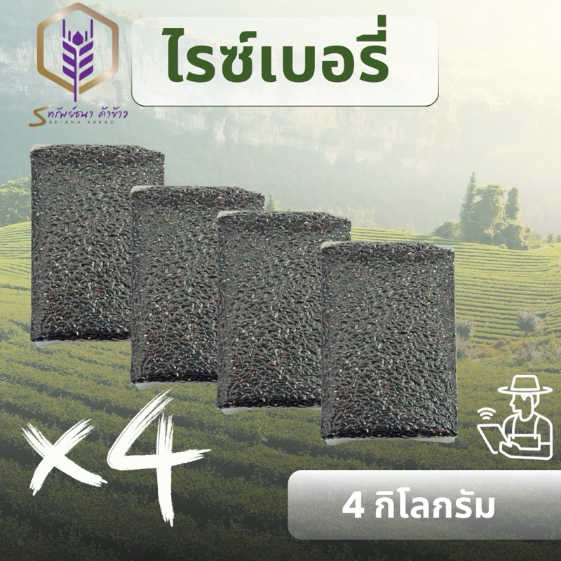 ข้าวไรซ์เบอรี่แพคสูญญากาศ4กิโลกรัม ตราทรัพย์ธนา