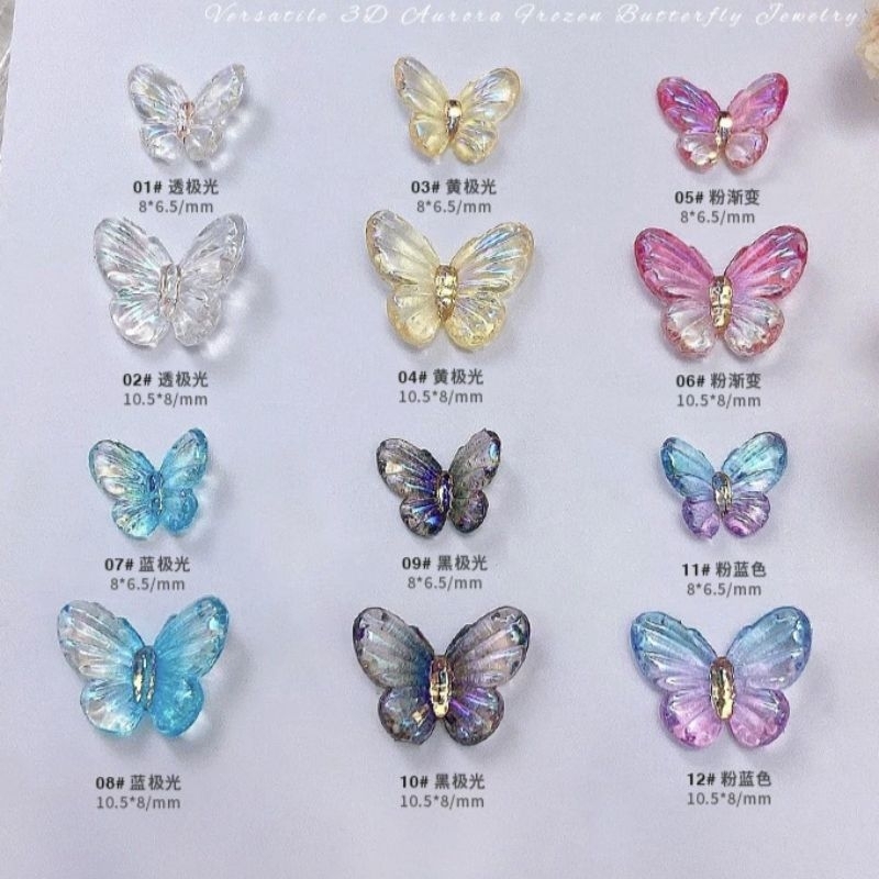 (ชุด2)10ชิ้น ผีเสื้อติดเล็บ โบว์ หัวใจติด หมีติดเล็บ อะไหล่เล็บ