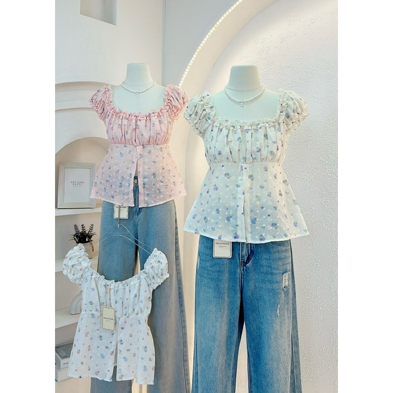 NN526 เสื้อแขนตุ๊กตาผ่าหน้าผ้าฉลุ Peekanong