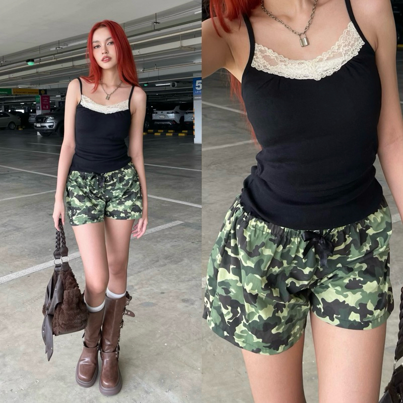 Baby short กางเกงขาสั้นเอวต่ำลายทหาร