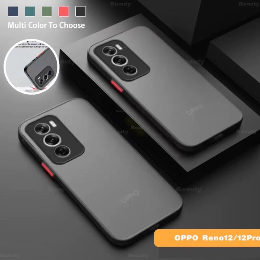 เคสขอบสีหลังด้าน สำหรับ Oppo Reno 12 Pro เคสกันกระแทก ออปโป รีโน12 12Pro