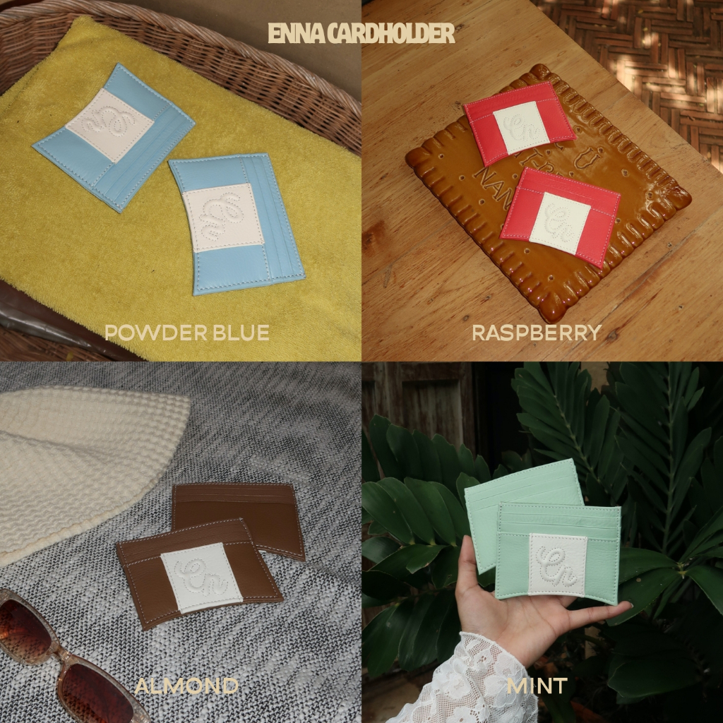 พรีออเดอร์เฉพาะสีน้ำตาล, ดำ, เทา,ราสเบอรี่ ** ENNA CARDHOLDER การ์ดโฮลเดอร์หนังแท้ รุ่นเอนน่า 7ช่องการ์ด