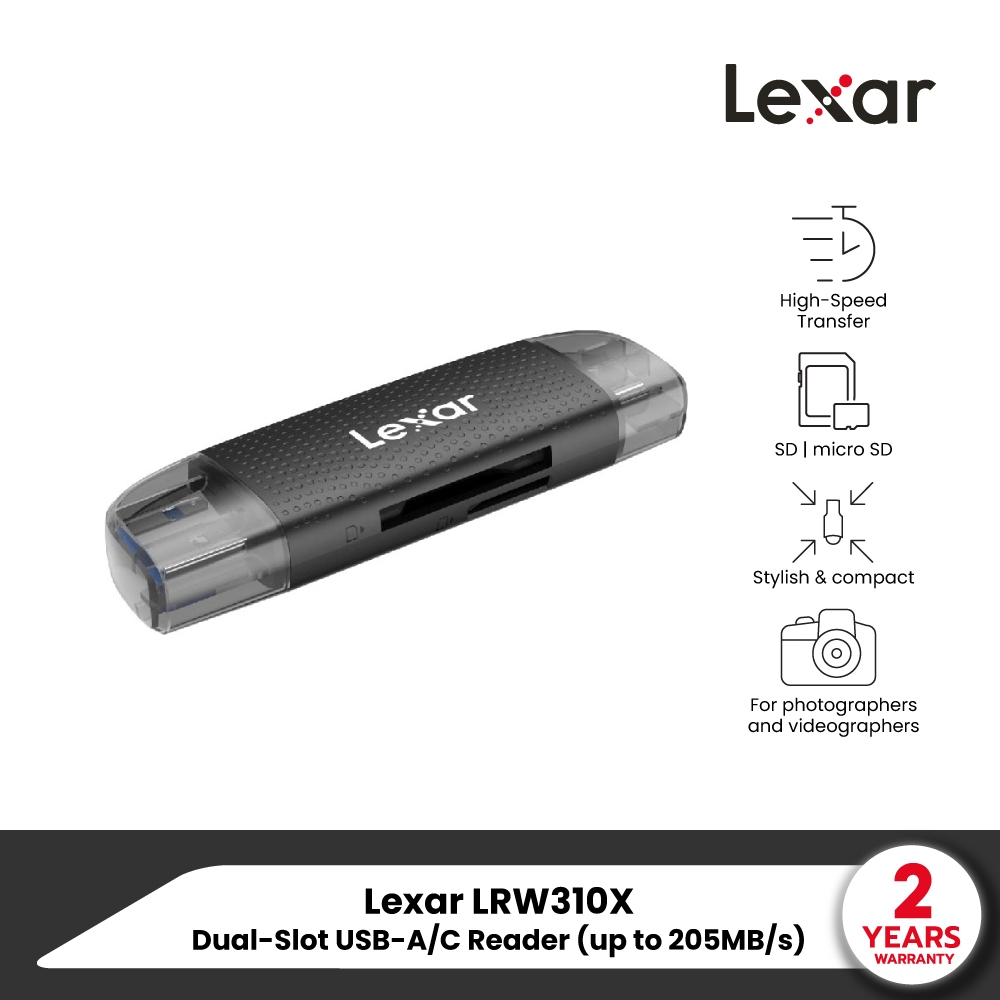 Lexar Dual-Slot SD/MicroSD Card, USB-A/C, UHS-I Card Reader (การ์ดรีดเดอร์) ใส่การ์ดได้ 2 ช่อง (LRW3