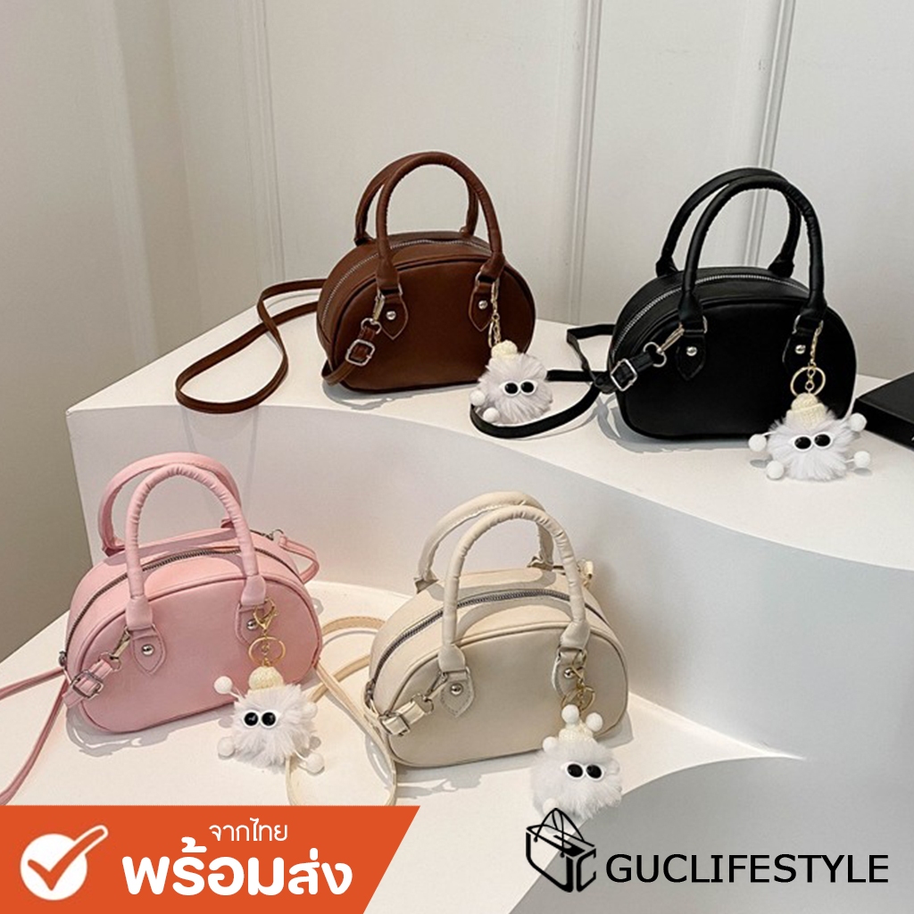 GUCSELECTED(B2055) กระเป๋าสะพายข้างหนังพียูสีพื้น มีหูหิ้ว-ใบเล็ก
