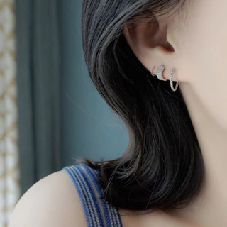 earika.earrings - flat chain hoop ต่างหูห่วงเกลียวบาง (มีให้เลือก 2 สี 2 ขนาด) ผิวแพ้ง่ายใส่ได้