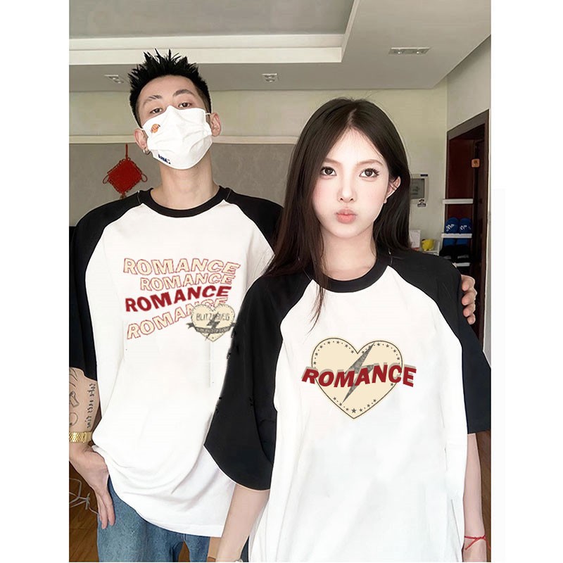 เสื้อคู่รักชายหญิง oversize เสื้อผ้าแฟชั่นลําลองทรงหลวมสไตล์เกาหลี เสื้อโอเวอร์ไซส์ผู้หญิงที่กําลังฮิต สกรีนลายวินเทจเท่