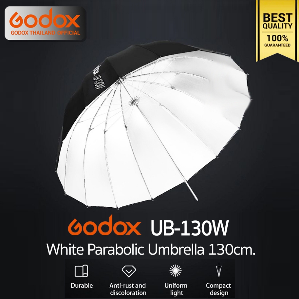 Godox Umbrella UB-130W White Parabolic Umbrella 130 cm. ร่มสะท้อนสีขาว พาลาโบลิค 130 ซม.