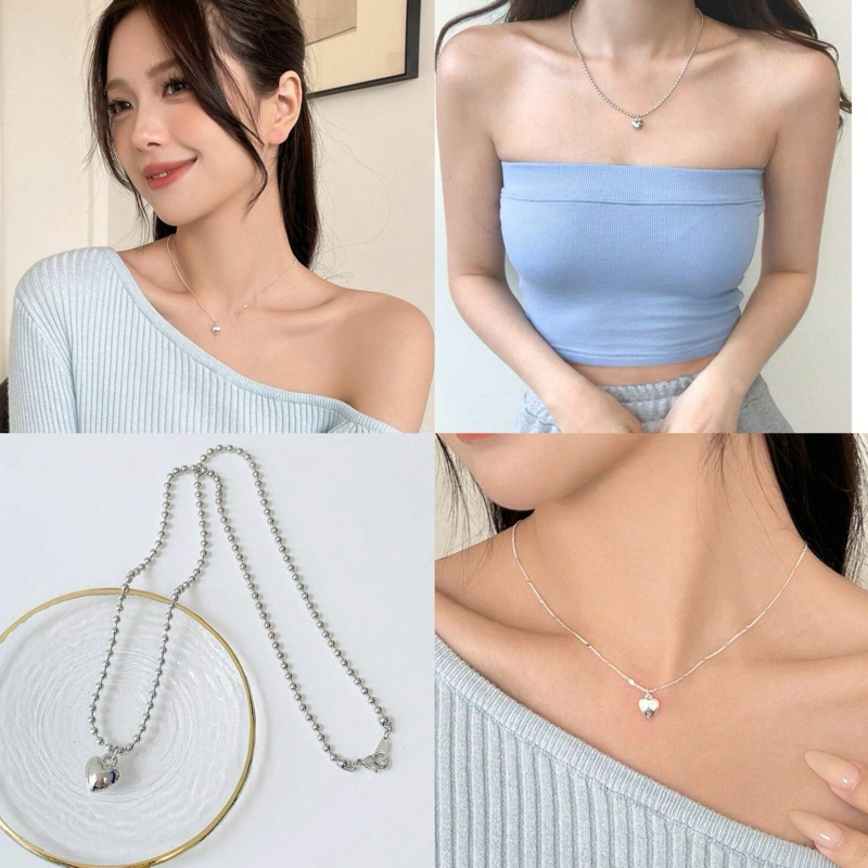 พร้อมส่ง สร้อยคอแฟชั่นจี้หัวใจ