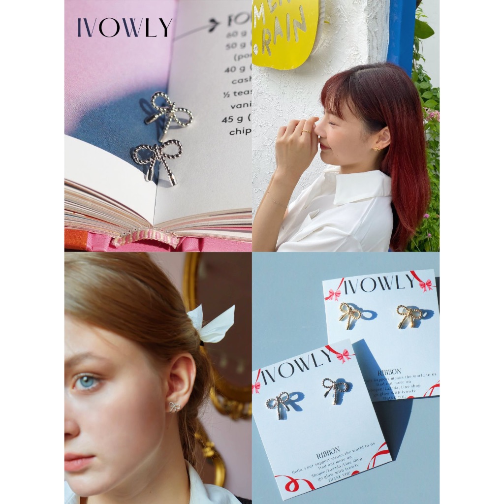 ต่างหู ivowly-Ribbon ต่างหูโบว์ design น่ารัก