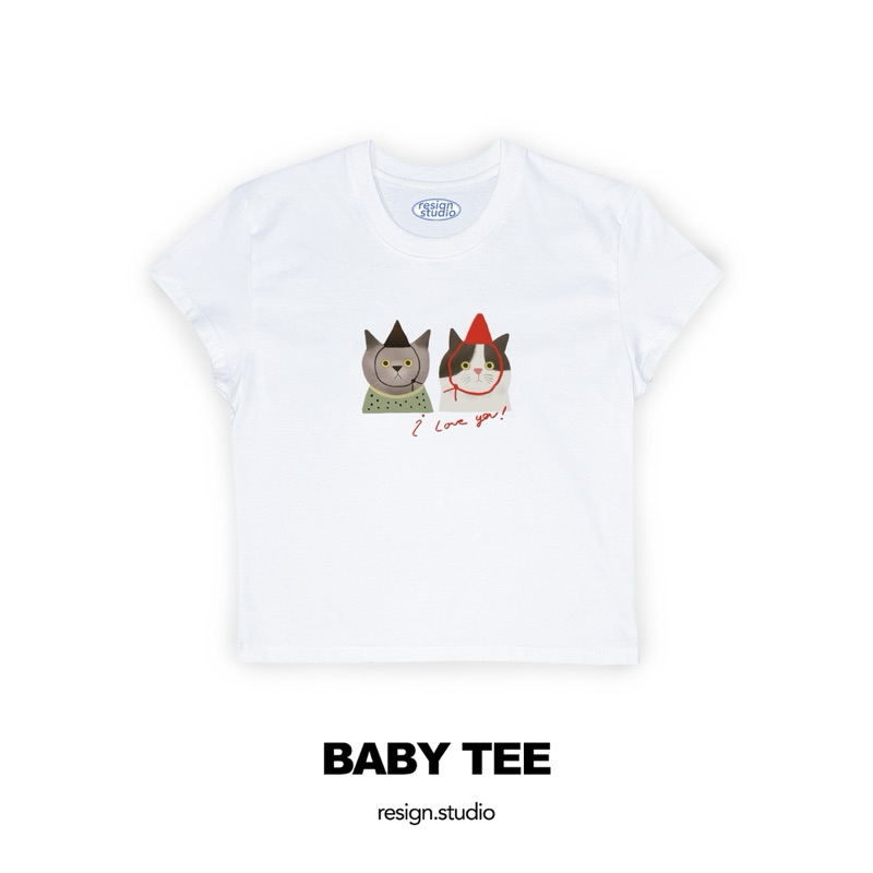 resign studio เสื้อ baby tee ลาย i love you cat💞