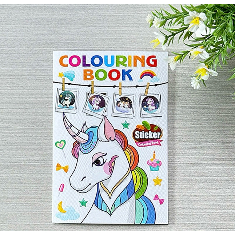 สมุดระบายสี Coloring Book ยูนิคอร์น สุดน่ารัก มาพร้อมสติกเกอร์ยูนิคอร์นสีรุ้ง ส่งเสริมจินตนาการ เสริมทักษะ ด้านศิลปะ