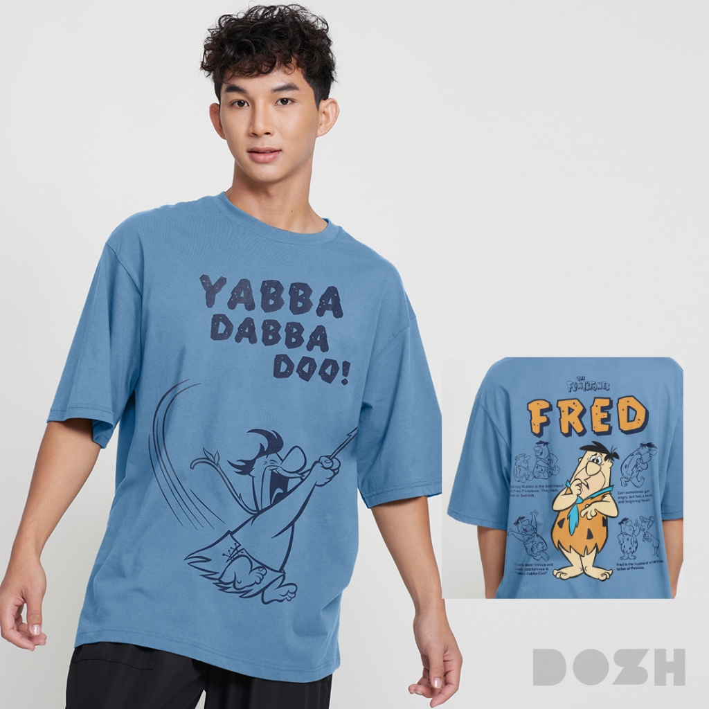 DOSH MEN'S OVERSIZED T-SHIRTS THE FLINTSTONES เสื้อยืดโอเวอร์ไซส์ DFTMT5019-BU