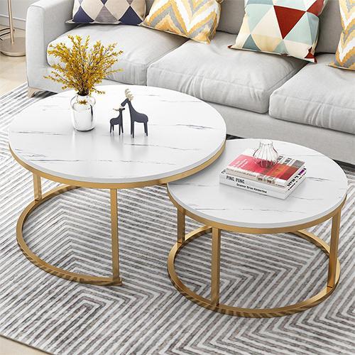 furnituredirect ชุดโต๊ะกลาง โต๊ะรับแขก โครงเหล็กลายหินอ่อน Z 8867 8866