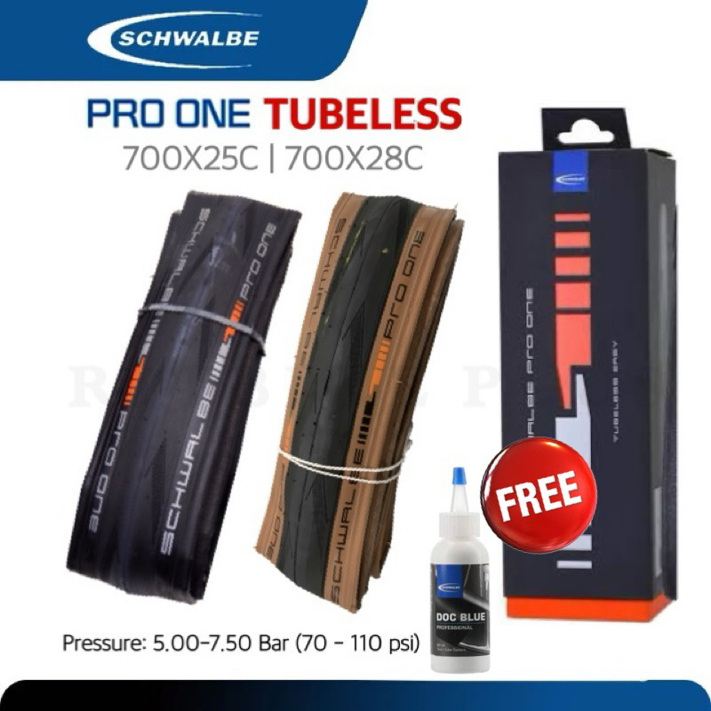 (แถมน้ำยา) ยางนอกเสือหมอบ SCHWALBE PRO ONE TLE TUBELESS 25C&28C สีดำและสีน้ำตาล สินค้ารับประกัน 2 ปี