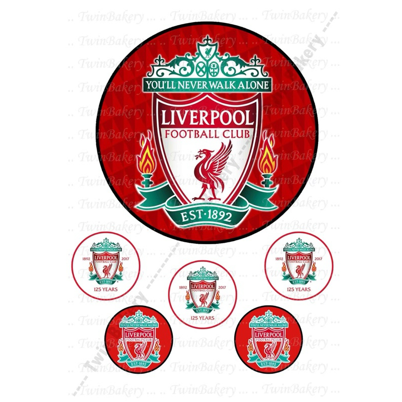 แผ่นเวเฟอร์ (Wafer Sheet) รวมลายฟุตบอลทีมลิเวอร์พูล Liverpool **ทานได้**