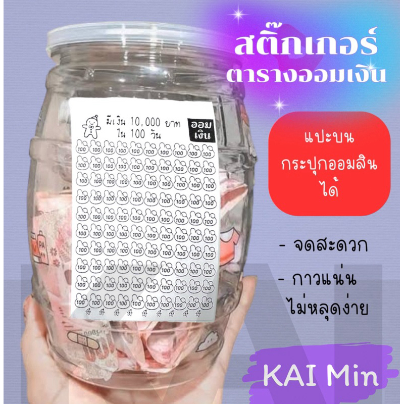 (ขนาด A-7)สติ๊กเกอร์ใบออม ตารางออมเงิน ขาว-ดำ แผ่นเล็ก แปะได้ทุกที่ โดนน้ำไม่ลอก 1แผ่น