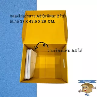กล่องใส่เอกสาร A3 (แพ๊คละ 2 ใบ) ขนาด 37 x 43.5 x 29 cm. (สั่งได้ไม่เกิน 10 แพค/ครั้ง)