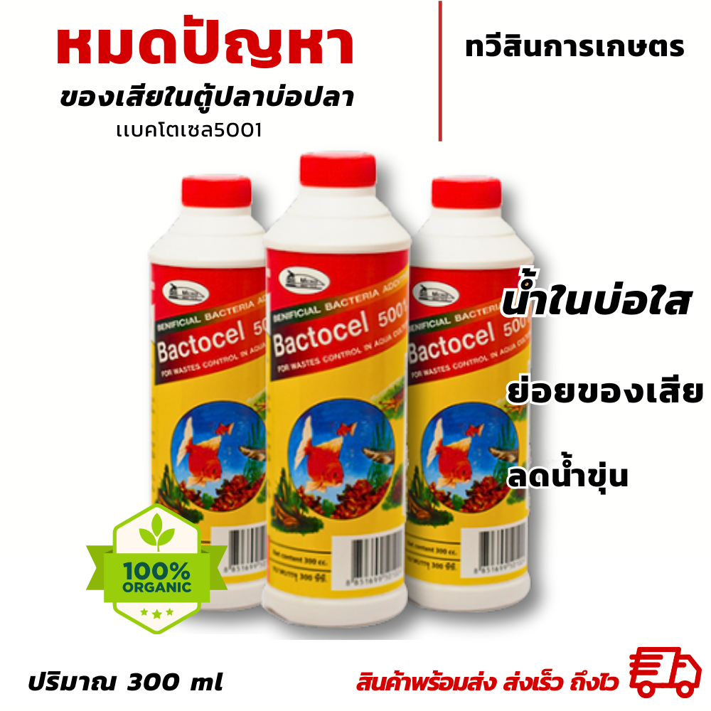 BACTOCEL 5001 300cc จุลินทรีย์น้ำใส ดับกลิ่น รักษาสภาพน้ำ ในบ่อปลา เเบคโตเซล ลดแอมโมเนีย ไนไตร์ท ไนเตรท
