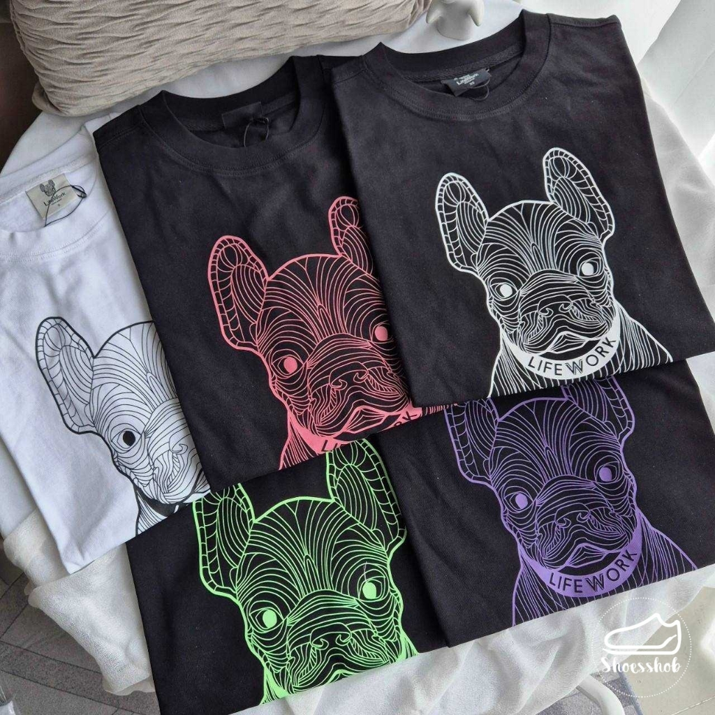 ของแท้ 💯% LifeWork Graphic Loose T-Shirt เสื้อยืด โลโก้น้องหมา มีหลายสี 🐶🐶 ป้ายแท็กเกาหลี  🇰🇷