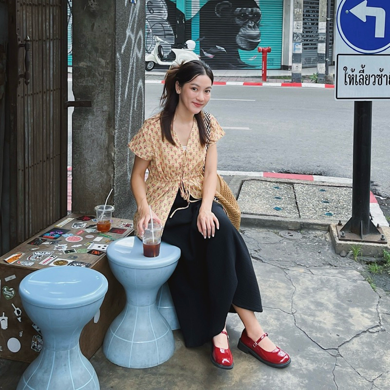 Jaidee “ เสื้อแขนสั้นผูกโบว์หน้า