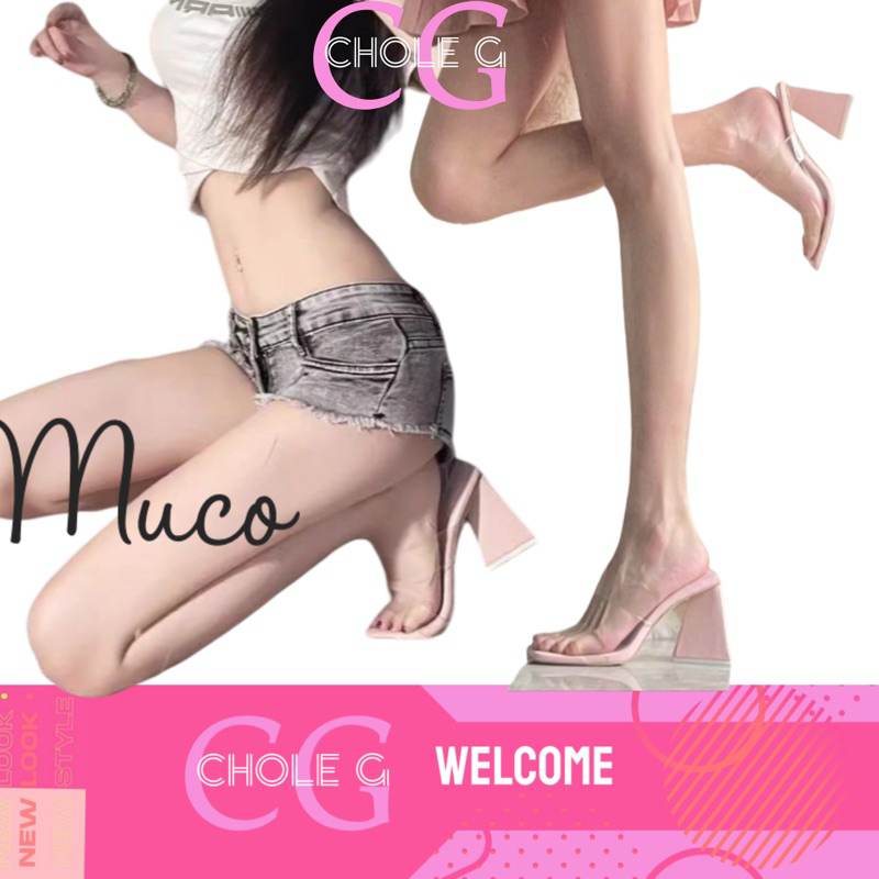 Chole G:Muco Clear Pastel Pink heel Shoes รองเท้าส้นสูงแบบใสสุดฮิต ความสูง7cm/(SH0123)