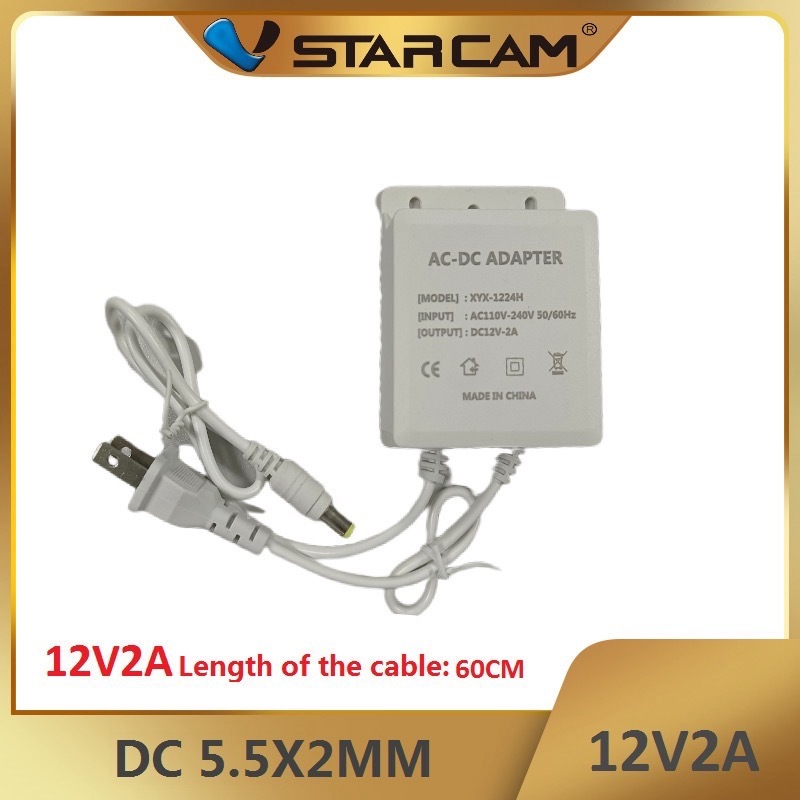 DCอะแดปเตอร์ Adapter 12V 2A（สีขาว） (DC 5.5*2MM) ของแท้จากโรงงานVSTARCAM สำหรับ Vstarcam และ IP CAMERA ทั่วไป...