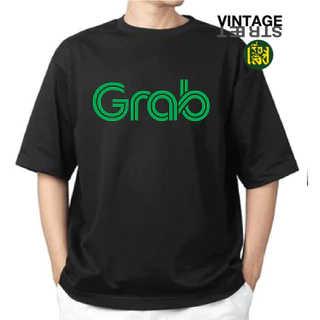 เสื้อยืดแฟชั่น เสื้อแก๊ป แกรปฟู้ด มี3 สี สกรีนลาย Grab เสื้อไรเดอร์ พนักงาน ผ้าCOTTON100%