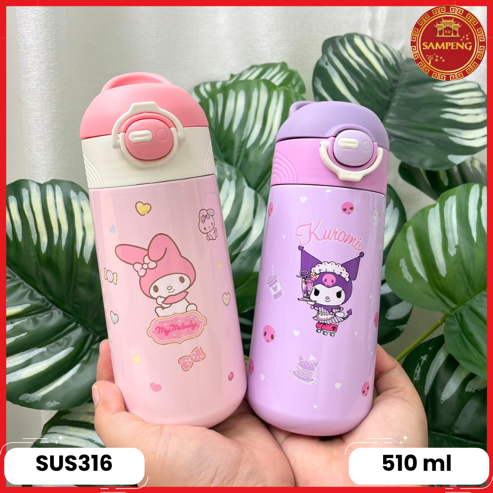 กระบอกน้ำน่ารัก ขวดน้ำ มีสายหูหิ้ว ขนาด 510ml PC - 8156