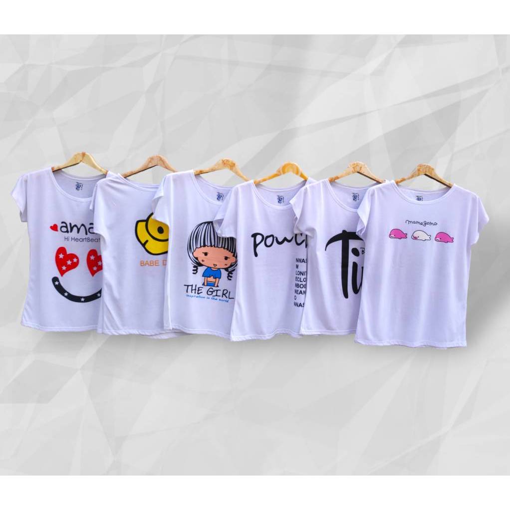 เสื้อยืดแฟชั่น คอปาด ใส่สบายผ้า บางพริ้วๆ สวยๆ พร้อมลายสกรีน สวยจ้า เซลล้างสต้อก เสื้อยืดราคาส่ง