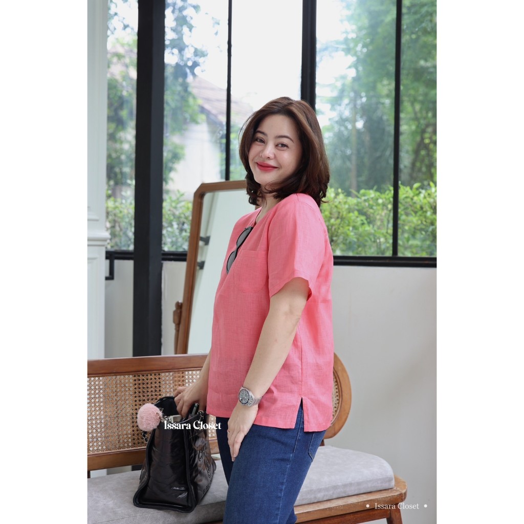 Tee Linen #สีชมพูแตงโม